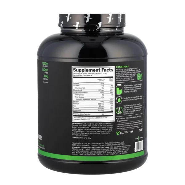 Rule 1 Mass Gainer - Vanilla Creme - Back