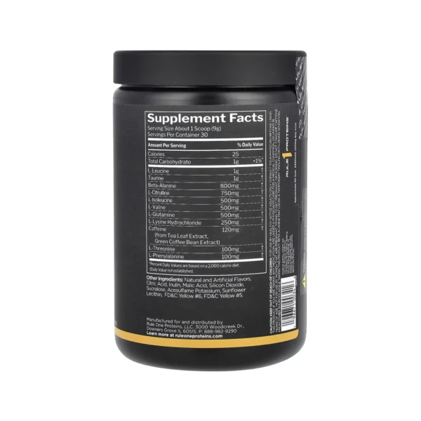 Rule 1 - Energized Amino, Peach Mango - Back