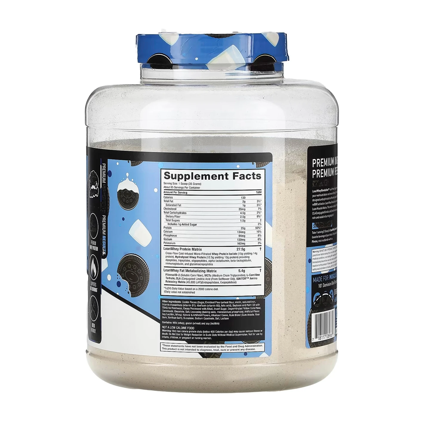 MuscleSport Lean whey - Cookies & Cream - Back