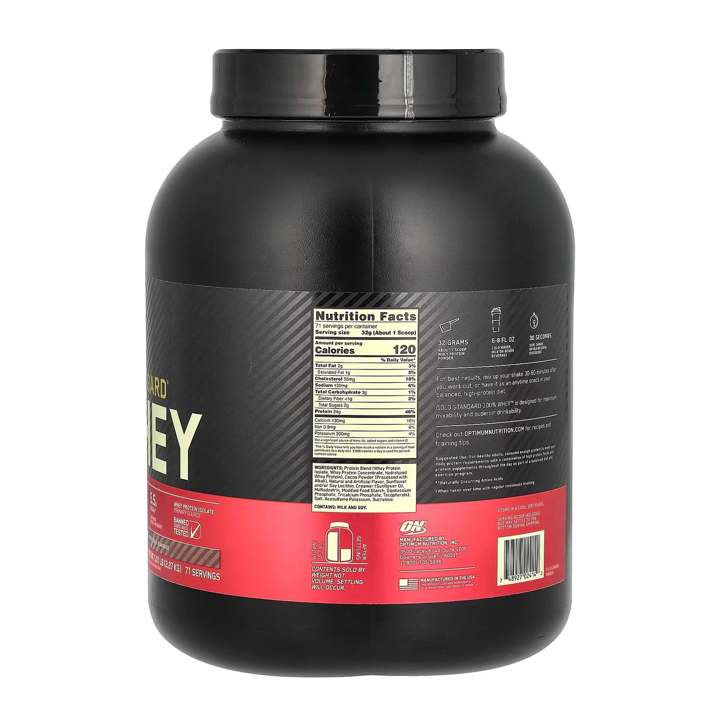 Optimum Nutrition, Gold Standard Whey, Extreme Milk Chocolate - Back