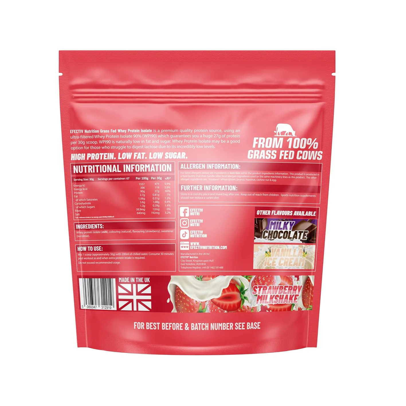 Efective Isolate whey - Strawberry Milkshake - Back