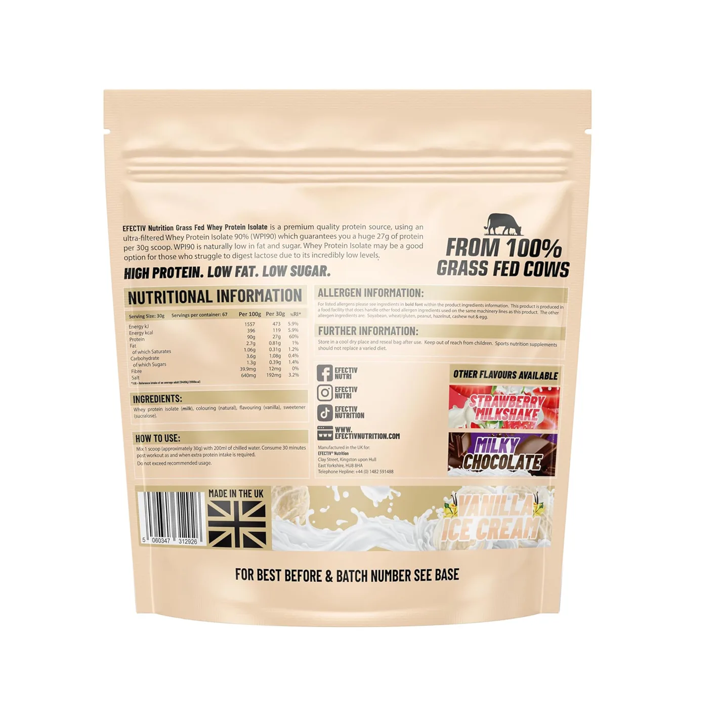 Efective Isolate whey - Vanilla Ice Cream - Back